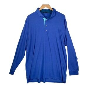 Grayson Royal Blue Long Sleeve Performance Blend Long Sleeve Golf Polo Size XL